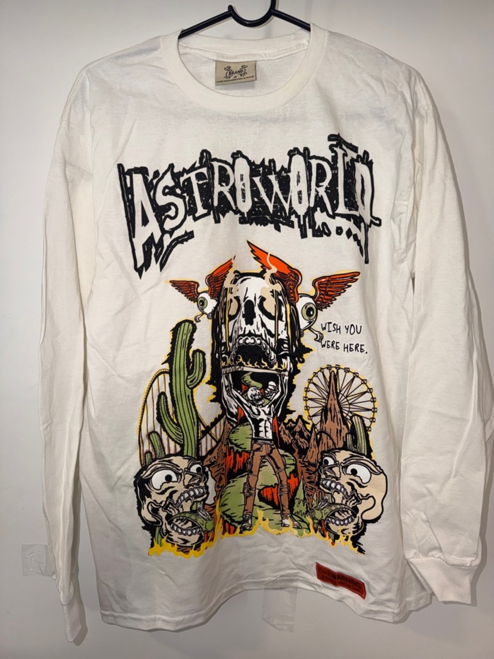🔥🌍🔥 Travis Scott Astroworld White Long-Sleeve Graphic Tee - Size M